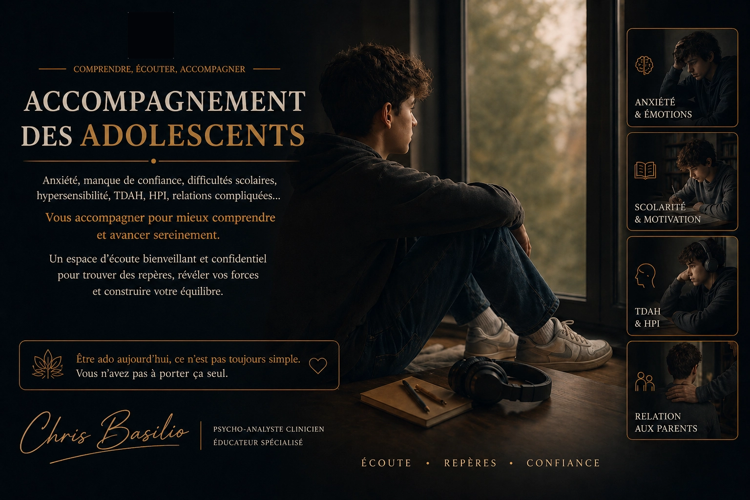 Accompagnement thérapeutique adolescent - Chris Basilio, Grasse